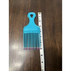 Vintage 1980s Teal Pink USA 4345608 Hair Perm Afro Pick Lift Comb Double Dip 7”
